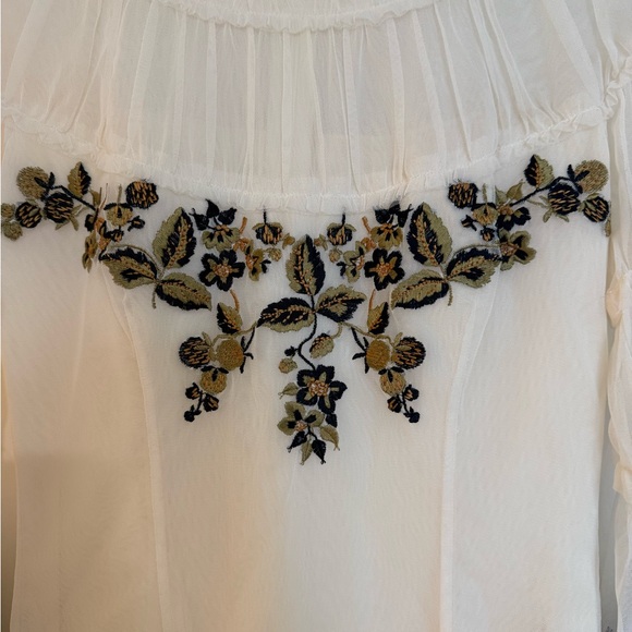 Catherine Malandrino Vintage Cream Floral Embroidered Blouse - Picture 5 of 5